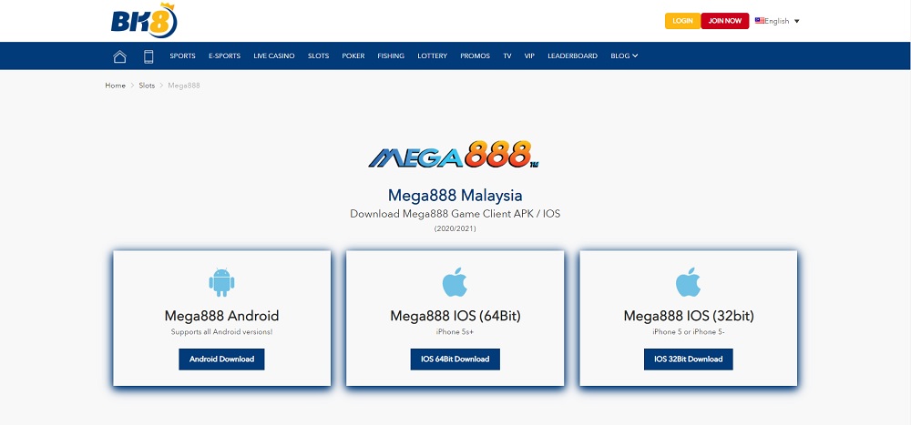 BK8Asia - Mega888 Download Page